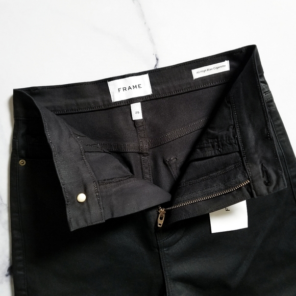 Frame Ali High Rise Cigarette Jean in Noir Coated - Picture 10 of 14